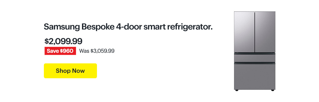 Samsung Bespoke 4-door smart refrigerator. Shop Now.