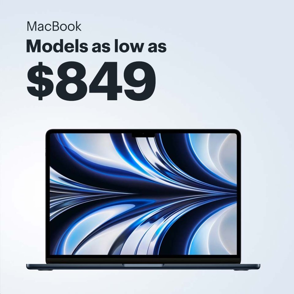 MacBook. Models as low as $849.
