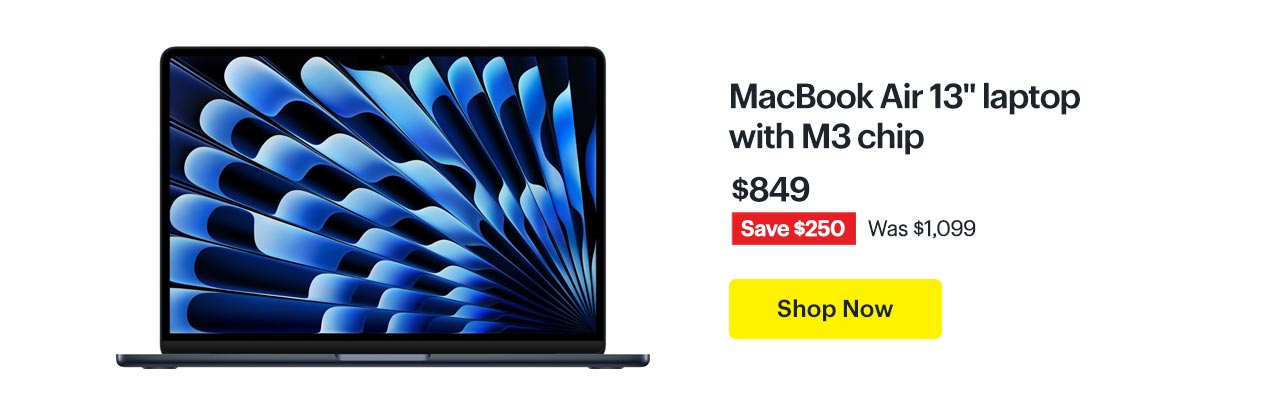 MacBook Air 13-inch laptop with M3 chip. Shop now.