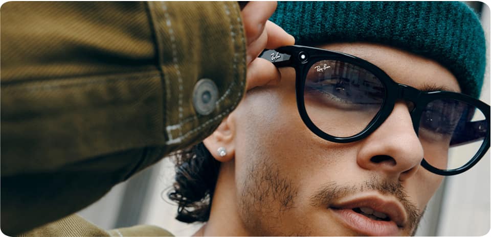 Man wearing smart glasses