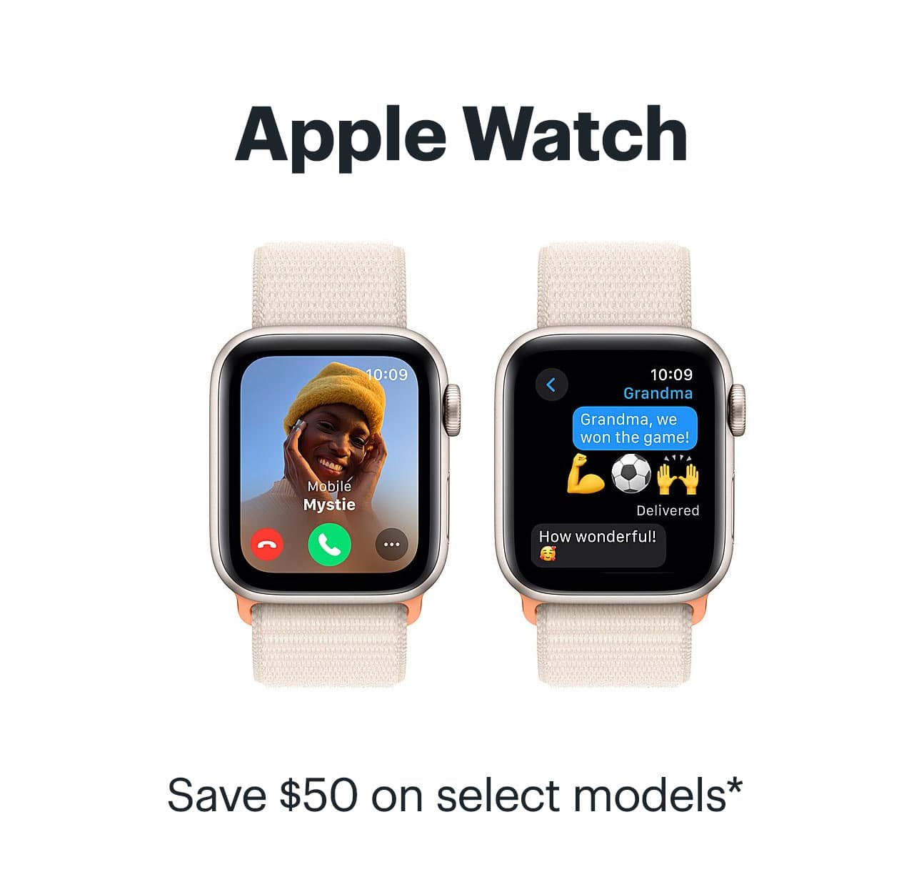 Apple Watch SE. Save $50 on select models. Reference disclaimer.