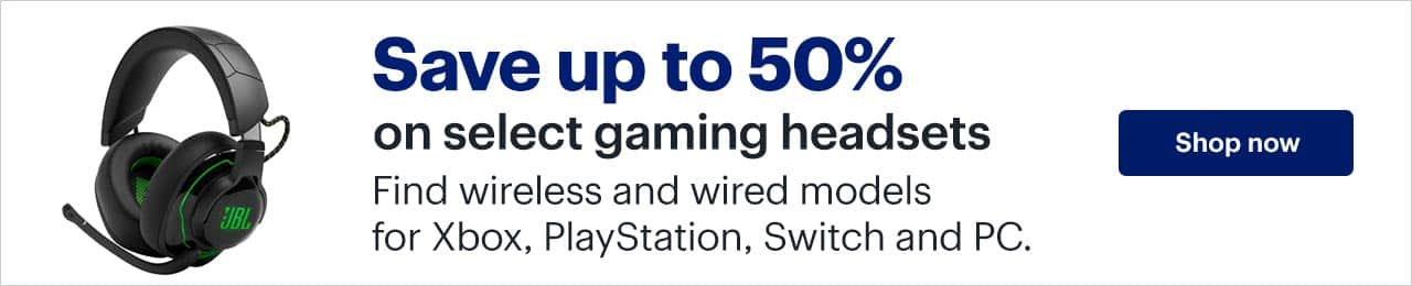 Save up to 50% on select gaming headsets. Find wireless and wired models for Xbox, PlayStation, Switch and PC.