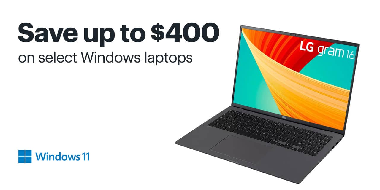 Save up to $400 on select Windows laptops. 