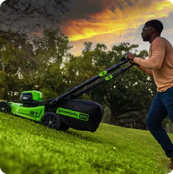 Mowing lawn