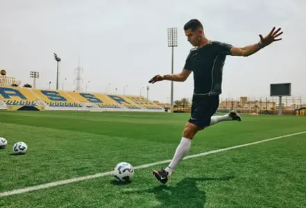 Soccer player wearing fitness tracker