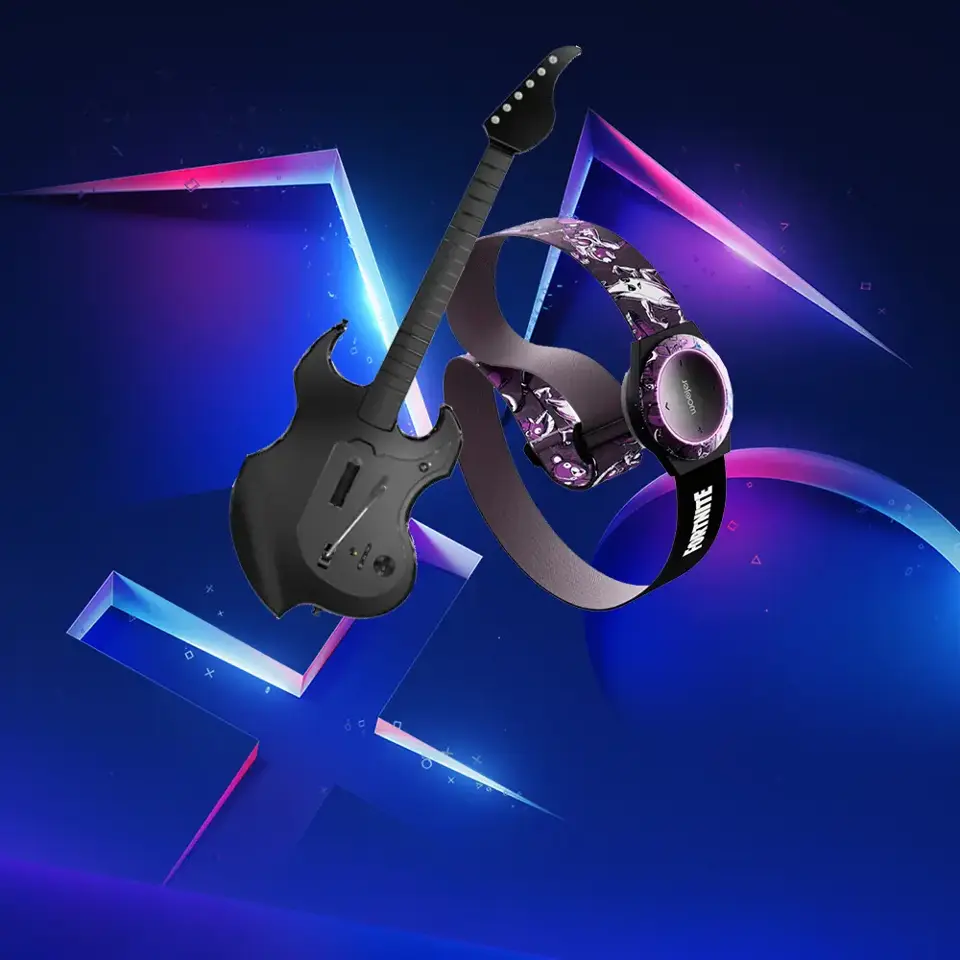 Video game guitar accessory, haptic feedback strap