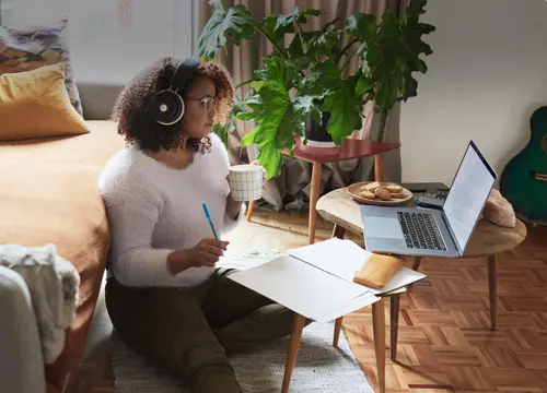 Laptop and headphones