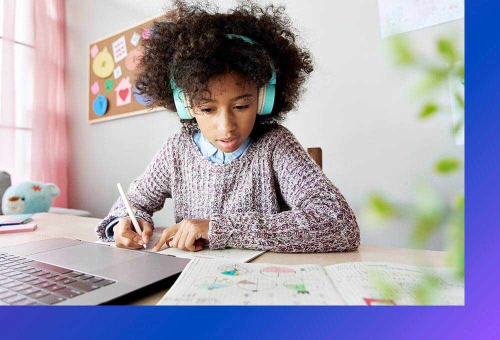 Student doing homework