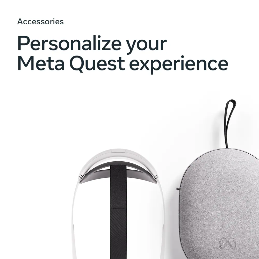 Personalize your Meta Quest experience with accessories. Case and strap.