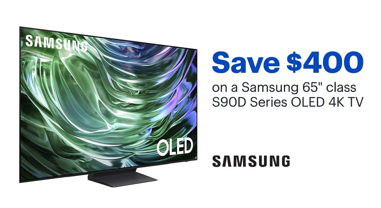 Save $400 on a Samsung 65-inch class S90D Series OLED 4K TV. Shop now.