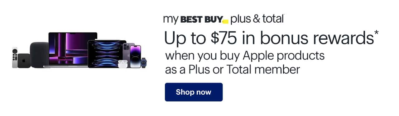 Up to $75 in bonus rewards when you buy Apple products as a Plus or Total member. Shop now. Reference disclaimer.
