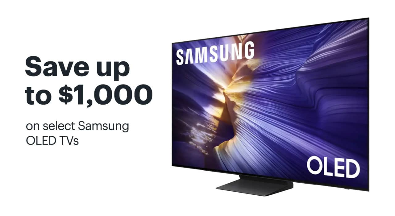 Save up to $1,000 on select Samsung OLED TVs. 