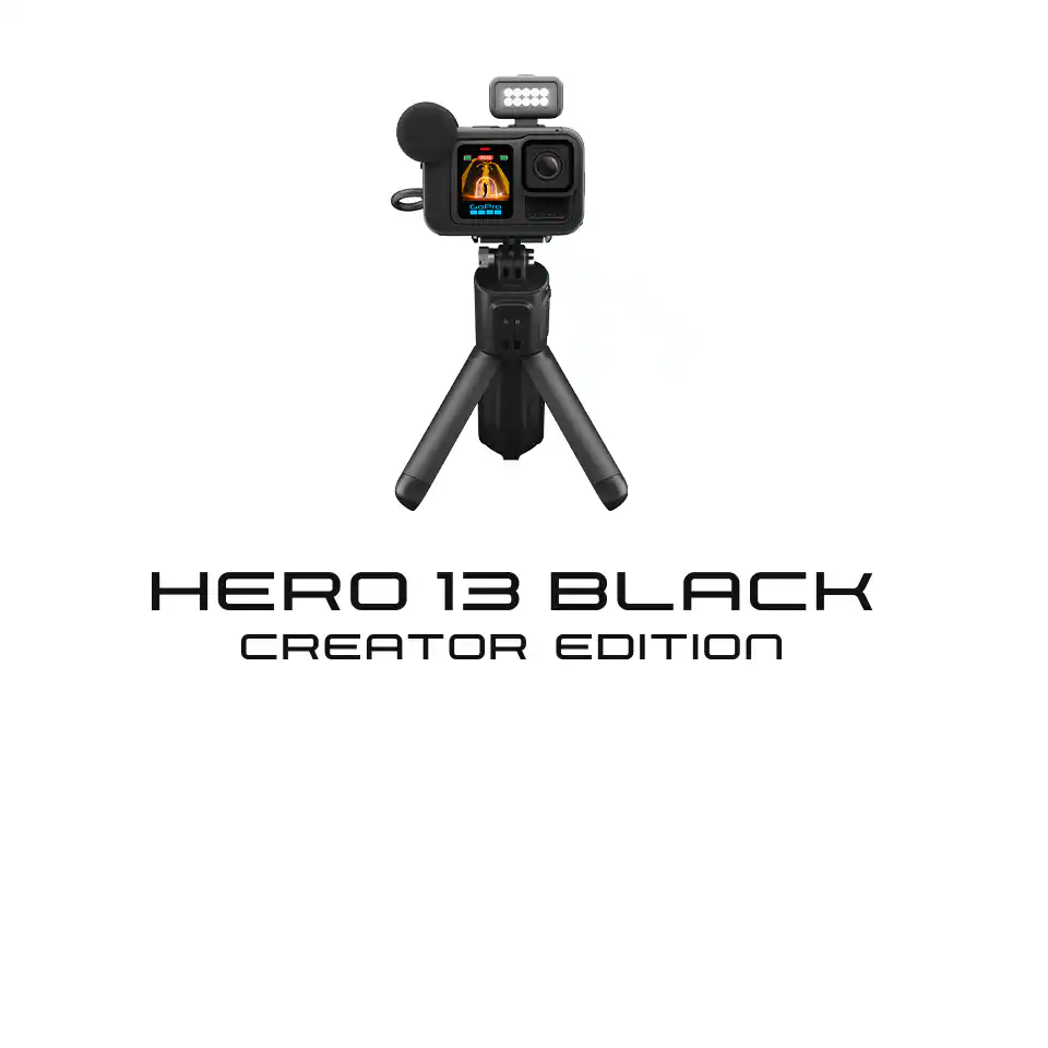 Hero 13 Black Creator Edition action camera with tripod and microphone