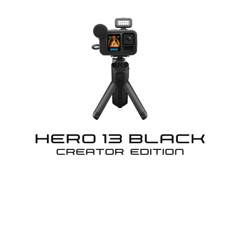 Hero 13 Black Creator Edition action camera with tripod and microphone