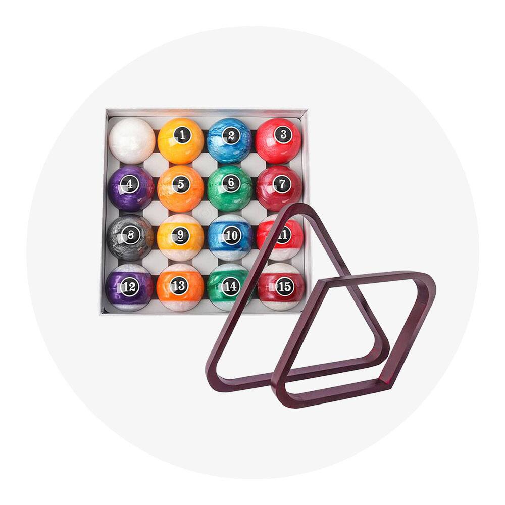 Billiards balls and racks