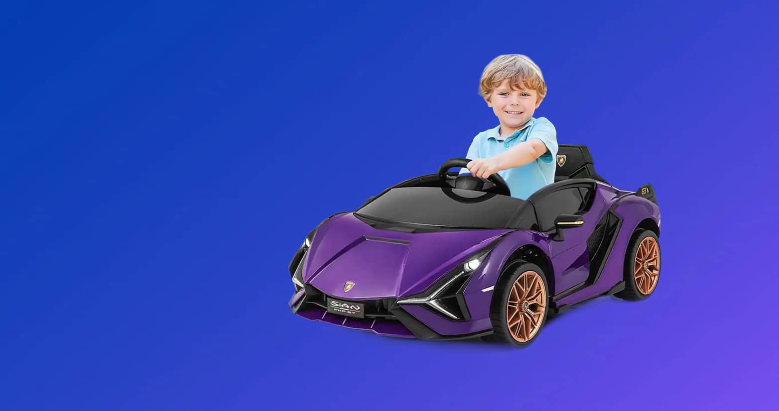 Child riding in toy vehicle