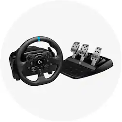 Racing wheel and pedals