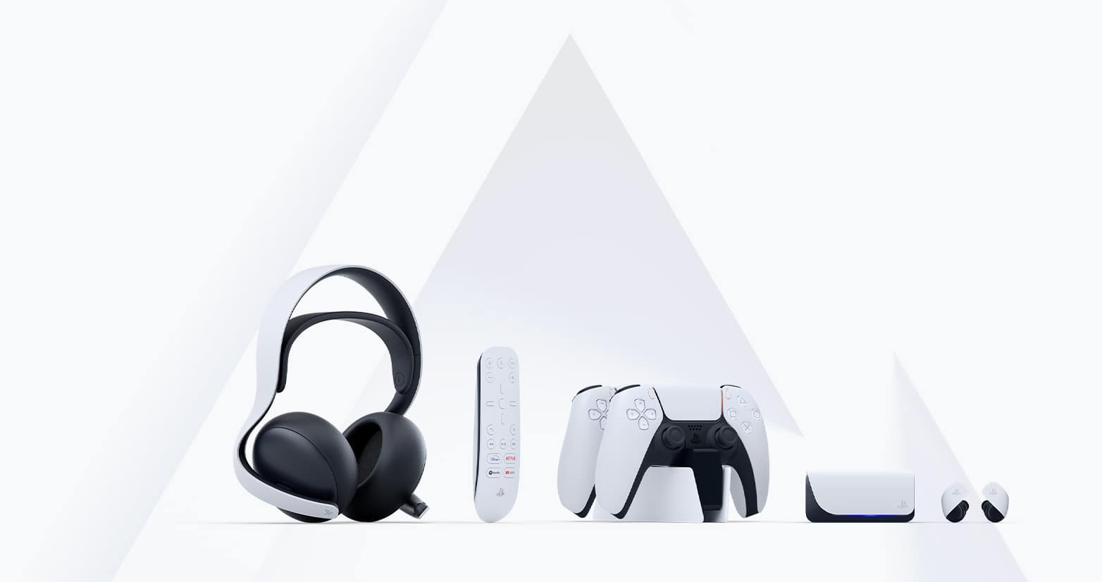 Headset, controller, remote control, charging dock, earbuds