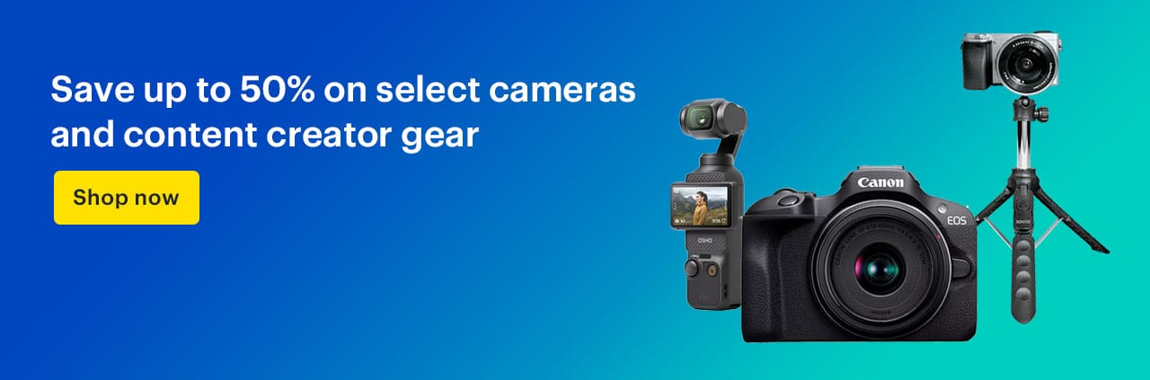Save up to 50% on select cameras and content creator gear. Shop now.