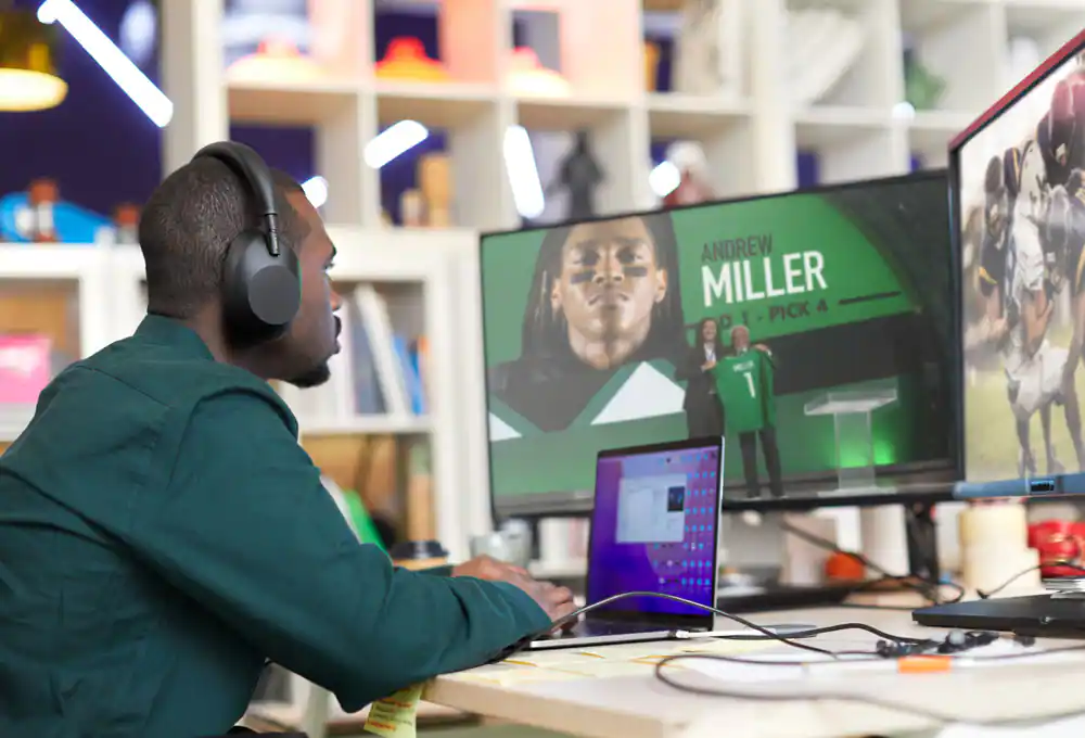 Man watching NFL draft