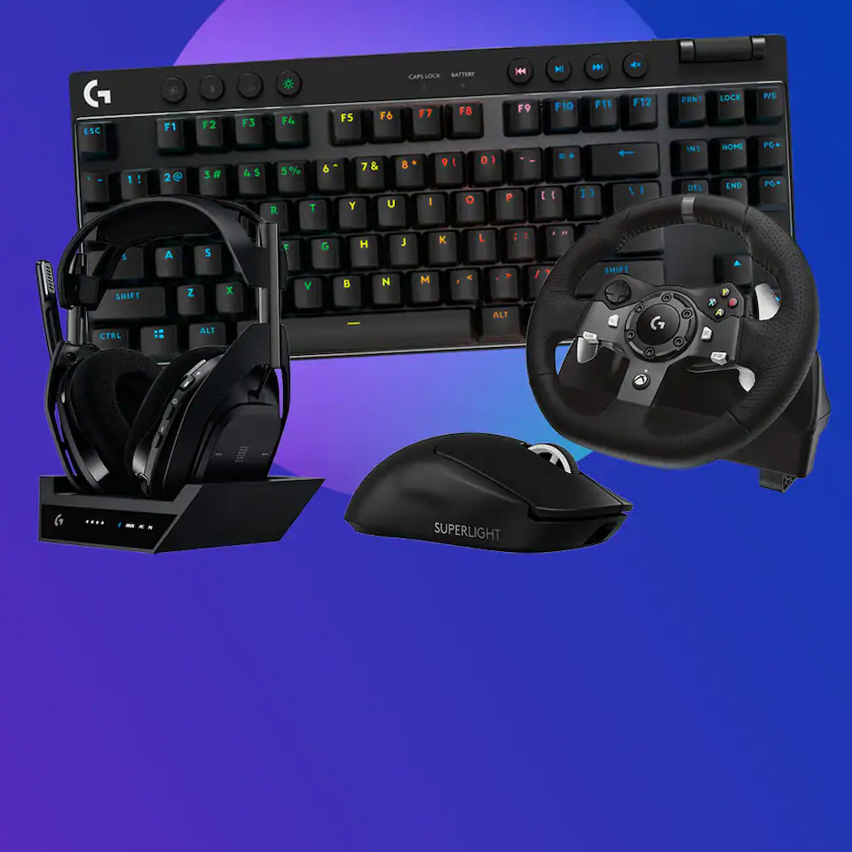 Keyboard, wheel, headset, mouse
