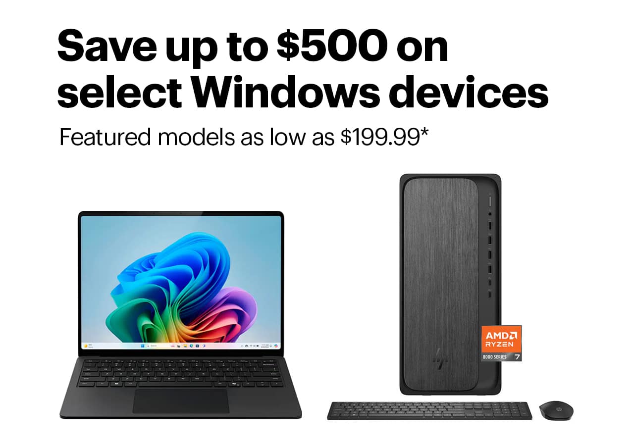 Save up to $500 on select Windows devices. Featured models as low as $199.99. Shop now. Reference disclaimer.