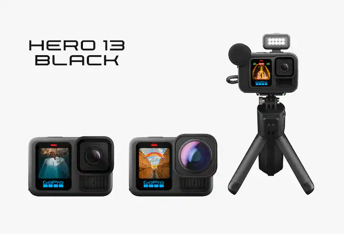 Action cameras and tripod
