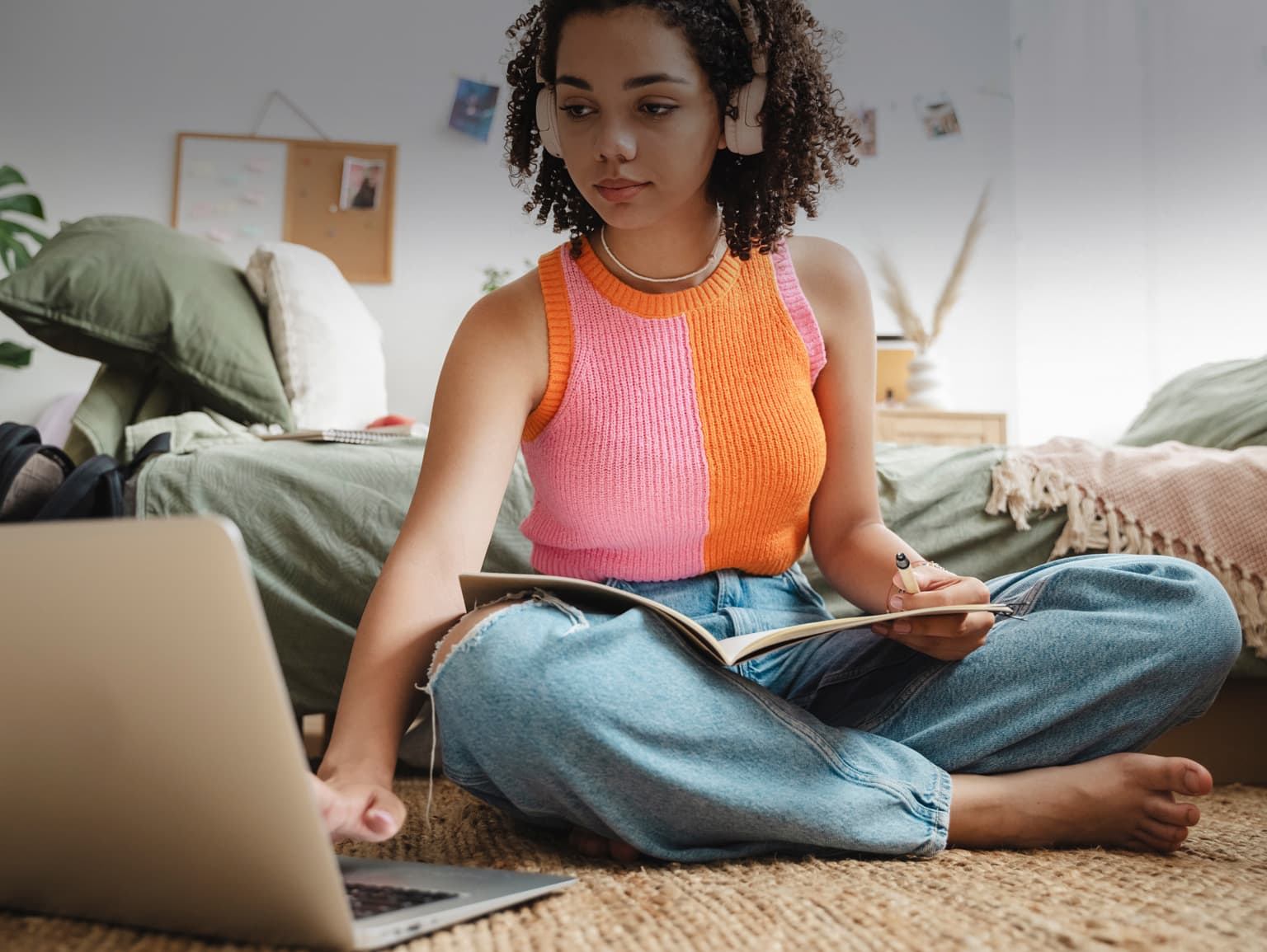 Student working on laptop