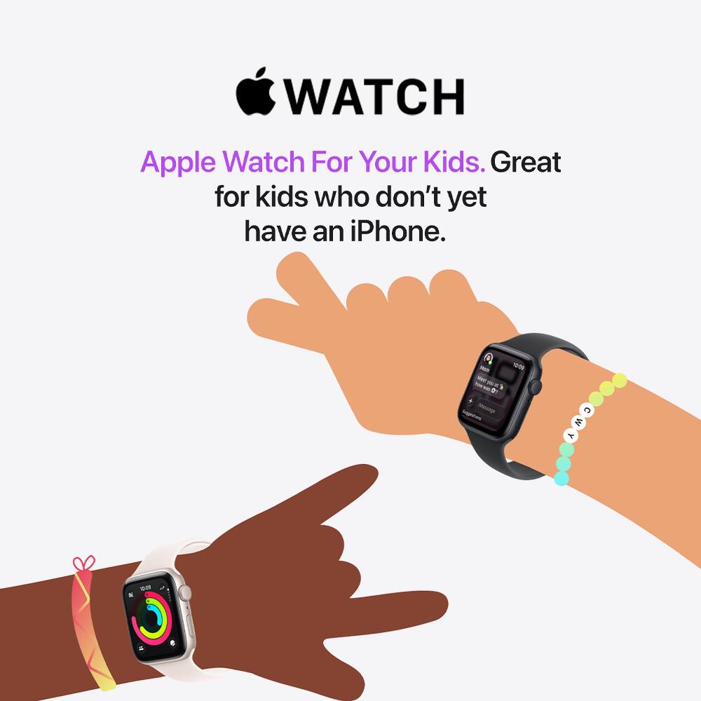 Apple Watch. illustration of kids wearing smart watches. Apple Watch For Your Kids. Great for kids who don’t yet have an iPhone.