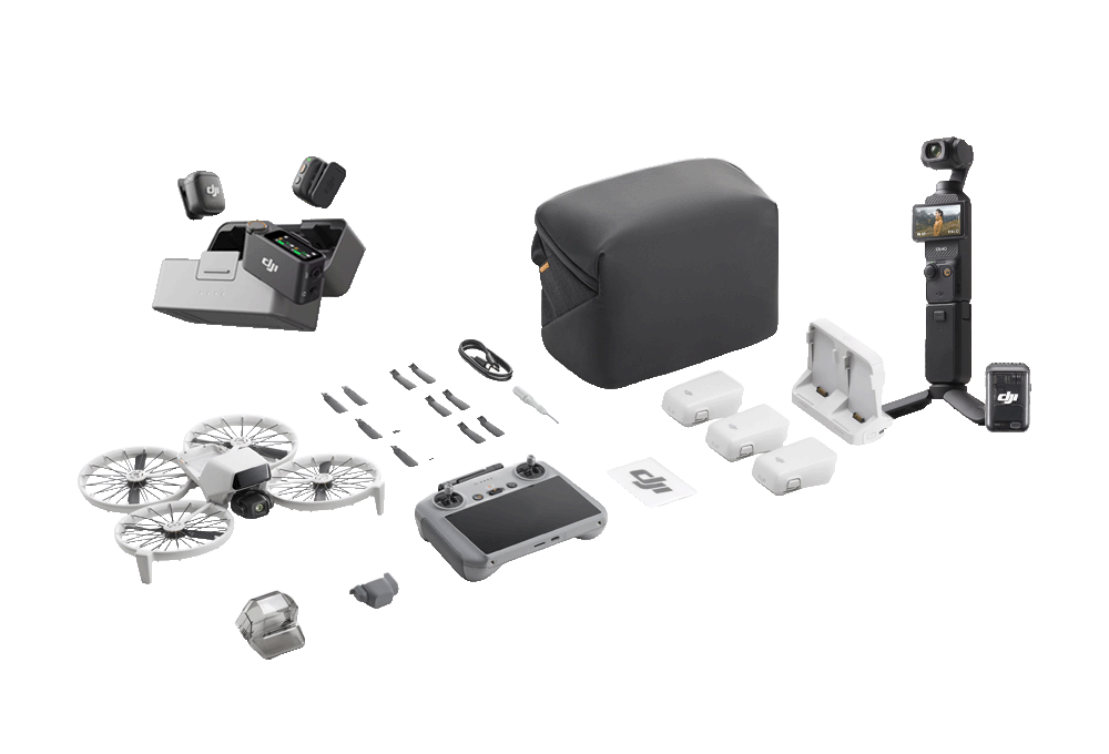 Drone, microphone and action camera