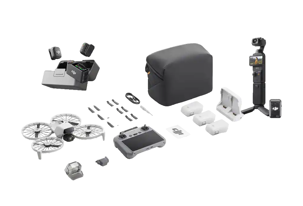 Drone, microphone and action camera