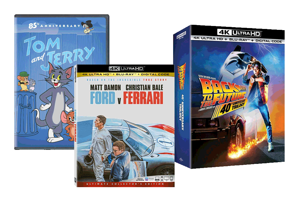 Ford V Ferrari, Tom and Jerry: 85th Anniversary Kids Collection, Back to the Future Trilogy: 40th Anniversary Edition
