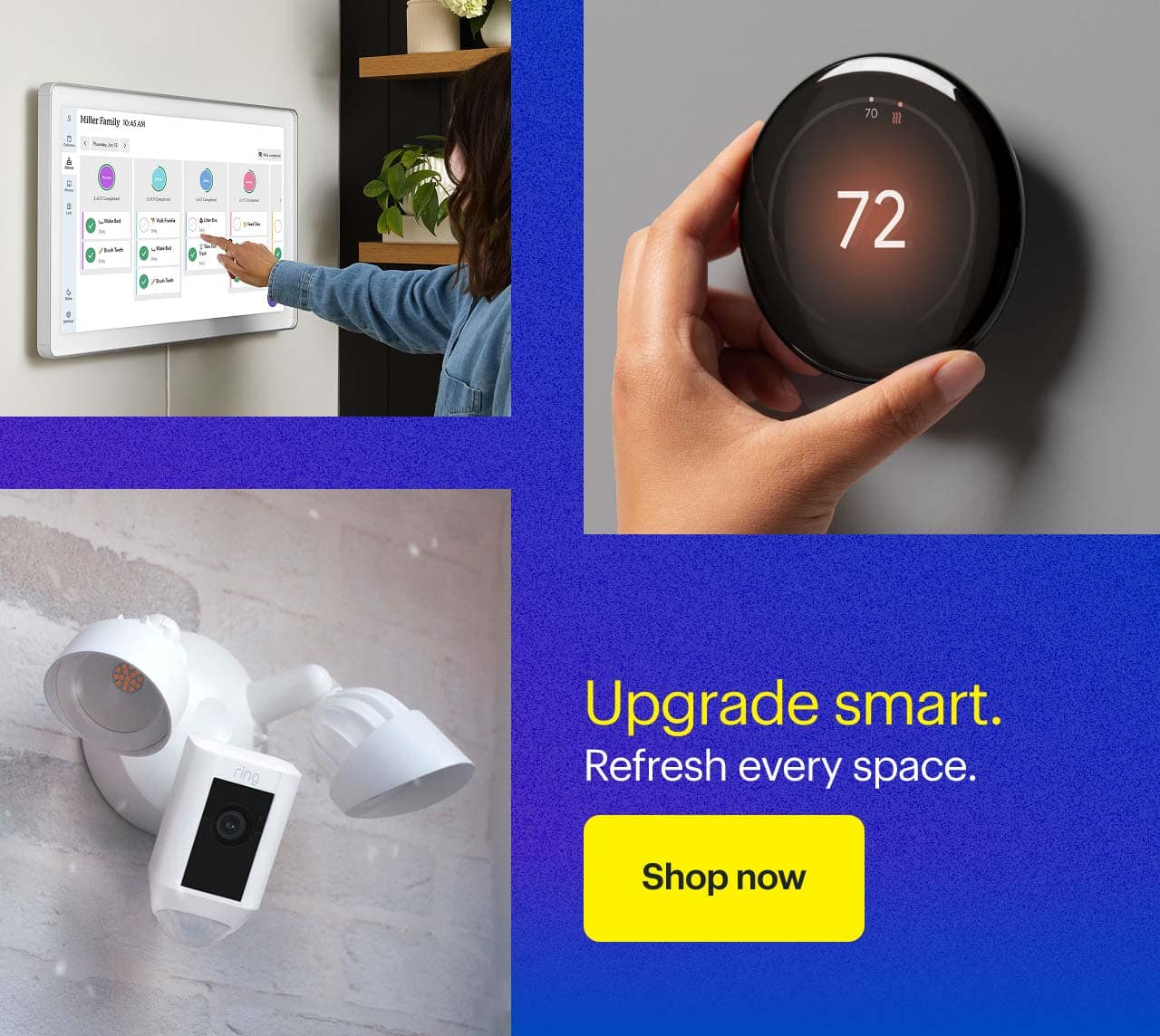 Skylight Calendar, Thermostat and Ring Spotlight Camera.