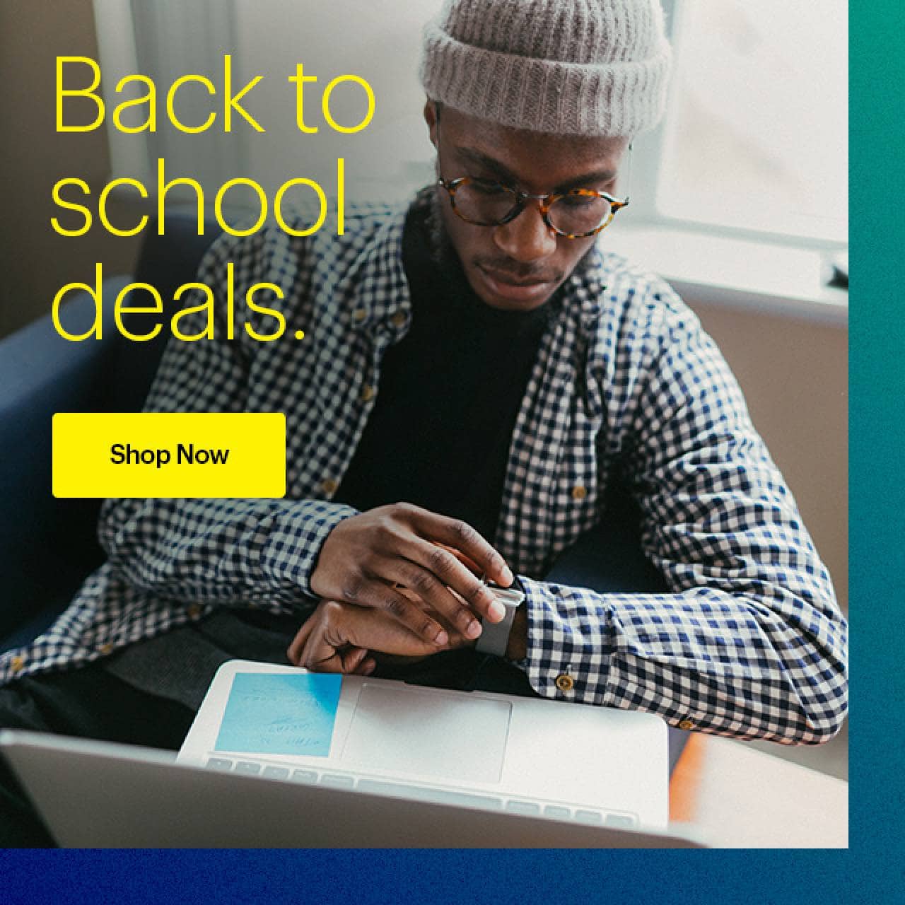 Back to school deals.  Person studying.