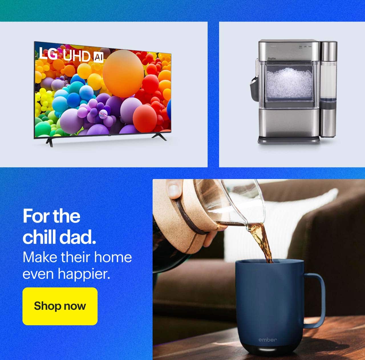 Ember Smart Mug 2, GE Profile Opal 2.0 Ultra Nugget Ice Maker, LG 65