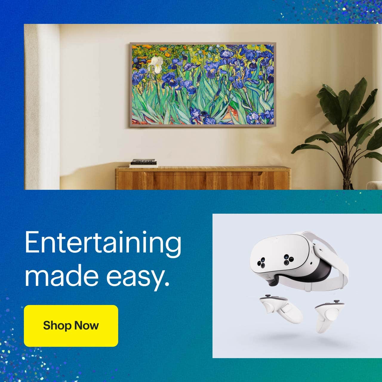 Samsung The Frame TV. Meta Quest 3S.