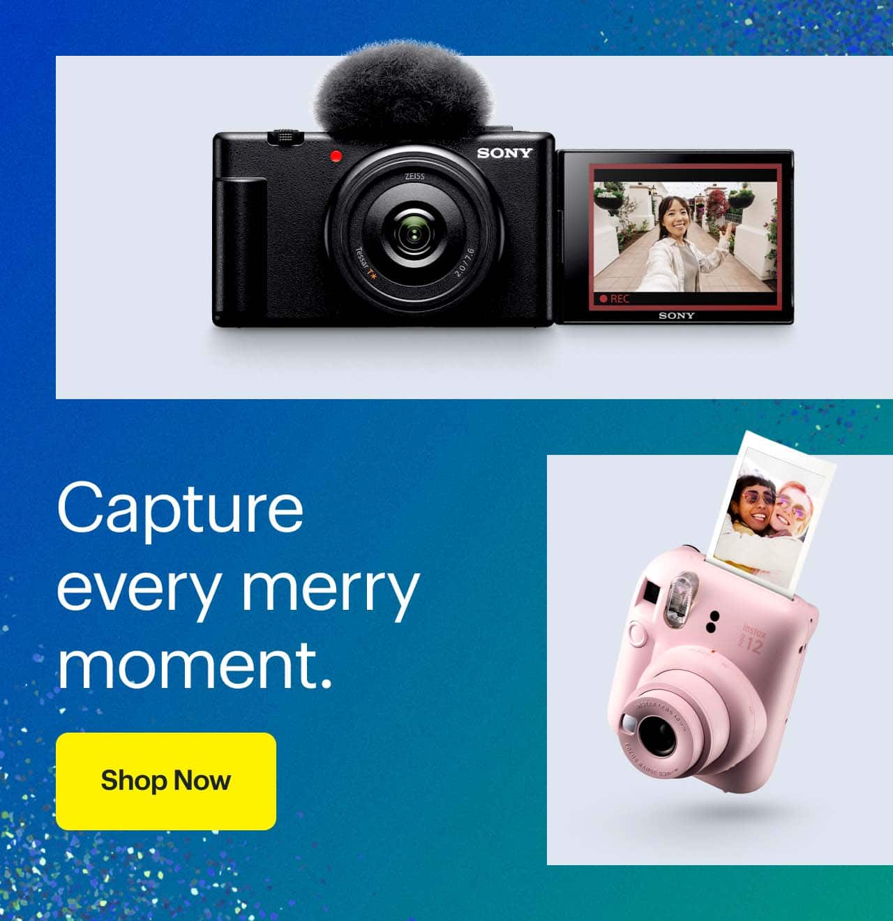 Sony Vlog Camera. Fujifilm Instax Mini 12. 
