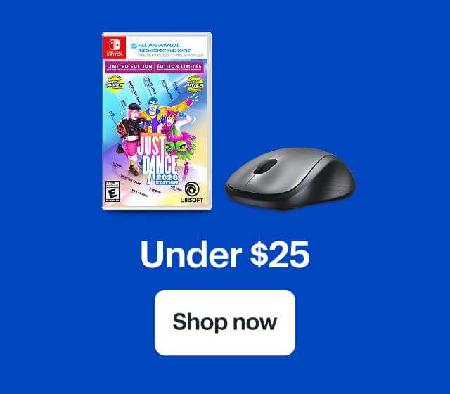Under $25. Just Dance 2026 edition for Nintendo Switch, Logitech Wireless Mouse.