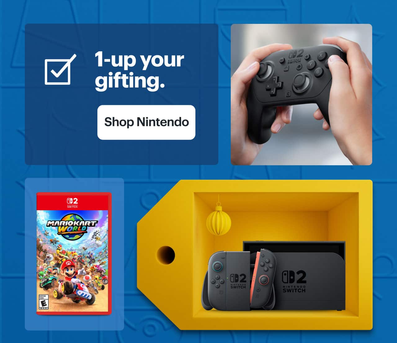 1-up your gifting.  Nintendo Switch 2 Pro Controller, Mario Kart edition for Nintendo Switch 2, Nintendo Switch 2 Console.