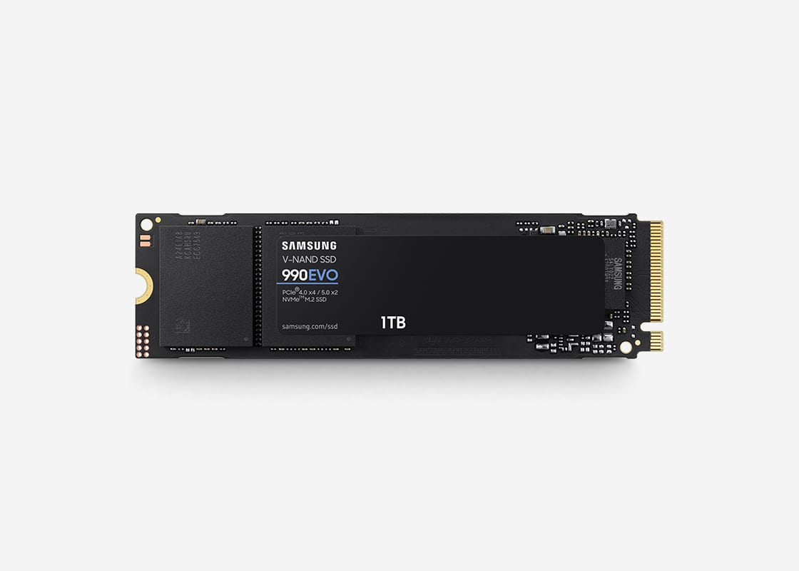 Samsung 990 EVO 1TB NVMe SSD.