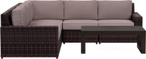 Yardbird® - Langdon Outdoor Large Sectional Set with 90 Degree Corner and Coffee Table - Shale