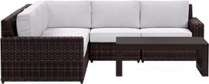 Yardbird® - Langdon Outdoor Large Sectional Set with 90 Degree Corner and Coffee Table - Silver