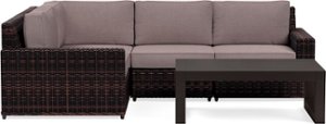 Yardbird® - Langdon Outdoor Small Sectional Set with 90 Degree Corner and Coffee Table - Shale