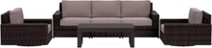 Yardbird® - Langdon Outdoor Sofa Set with Swivel Glider Chairs and Coffee Table - Shale
