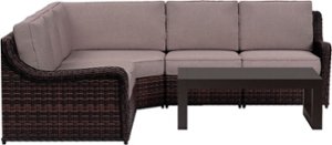 Yardbird® - Waverly Outdoor Large Sectional Set with 45 Degree Corner and Coffee Table - Shale