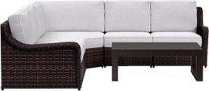 Yardbird® - Waverly Outdoor Large Sectional Set with 45 Degree Corner and Coffee Table - Silver