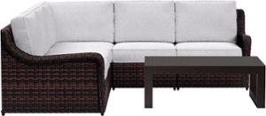 Yardbird® - Waverly Outdoor Large Sectional Set with 90 Degree Corner and Coffee Table - Silver