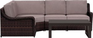Yardbird® - Waverly Outdoor Small Sectional Set with 45 Degree Corner and Coffee Table - Shale