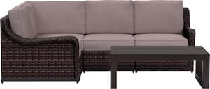 Yardbird® - Waverly Outdoor Small Sectional Set with 90 Degree Corner and Coffee Table - Shale