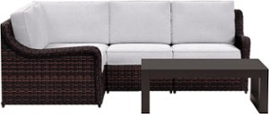 Yardbird® - Waverly Outdoor Small Sectional Set with 90 Degree Corner and Coffee Table - Silver